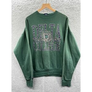 Vintage Delta College Sweatshirt Men's Size XL Green